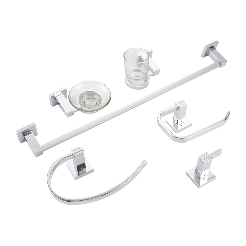 OJ-B2500LJ Set de accesorii pentru baie Set de feronerie pentru baie din 6 piese Set de bară pătrată pentru prosoape Set de cârlige pentru suport pentru prosoape Set de accesorii pentru baie